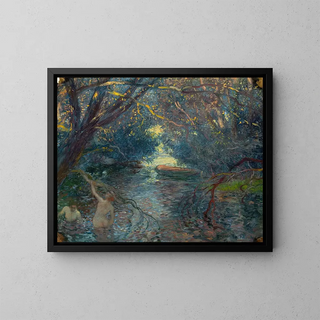 Baignade dans le bassin en canoë - Gaston La Touche — kehystetty taideteos seinällä