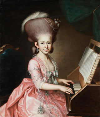 Georg Anton Urlaub - Portrait Of A Young Lady At The Clavichord Said To Be Henriette Haussmann.webp