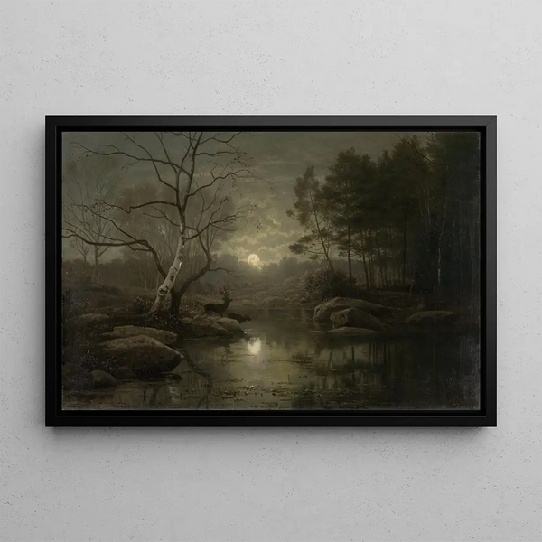 Georg Eduard Otto Saal - Forest Landscape in the Moonlight.webp