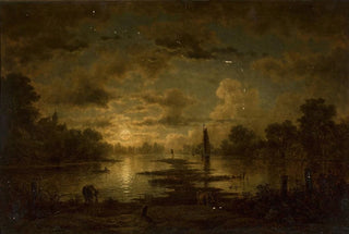 Georg Eduard Otto Saal - Moonlit night at the lake.webp