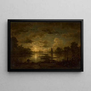 Georg Eduard Otto Saal - Moonlit night at the lake.webp