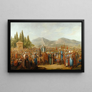 Georg Emanuel Opiz - The arrival of the Mahmal at an oasis en route to Mecca.webp