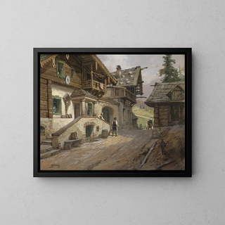 Rue de village dans les Alpes - Georg Janny — kehystetty taideteos seinällä