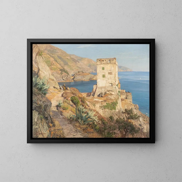 Côte rocheuse à Monterosso - Georg Macco — kehystetty taideteos seinällä