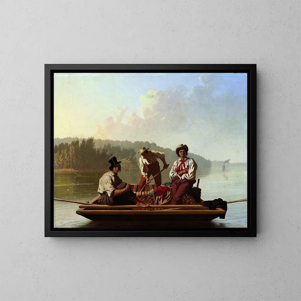 The Missouri-veneilijät - George Caleb Bingham — kehystetty taideteos seinällä
