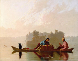 Kauppiaat laskeutuvat Missouri-joella - George Caleb Bingham — näkymä teoksesta