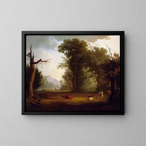 Maisema eläinten kanssa - George Caleb Bingham — kehystetty taideteos seinällä
