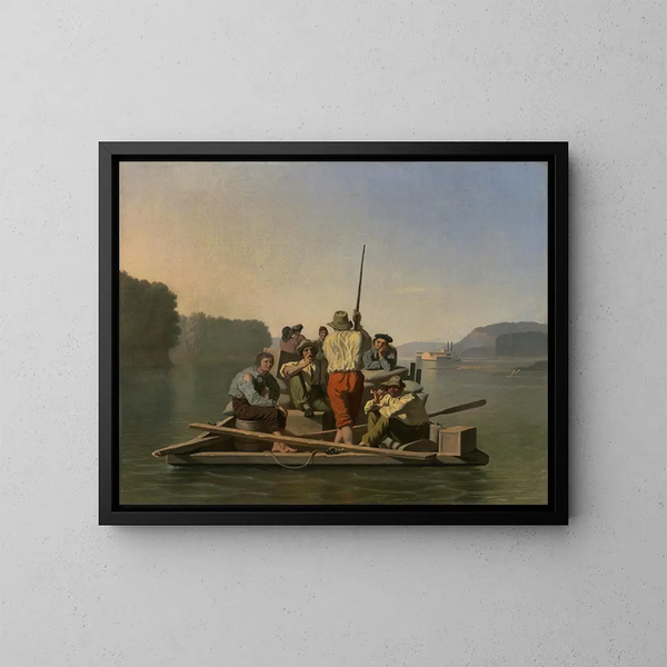 Uiva höyrylaiva, joka on ajautunut karille, avustettuna kevytsukellusveneellä - George Caleb Bingham — kehystetty taideteos seinällä