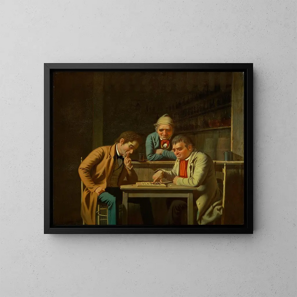 Les Joueurs de dames - George Caleb Bingham — kehystetty taideteos seinällä