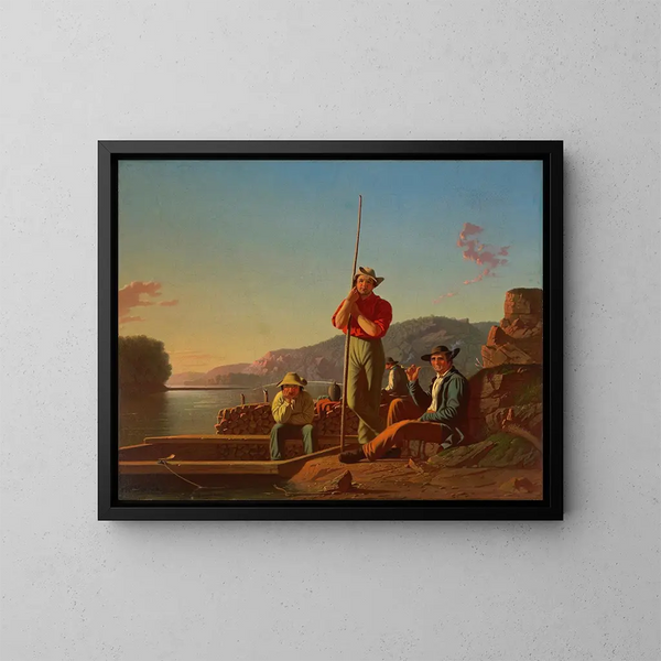 Le bateau en bois - George Caleb Bingham — kehystetty taideteos seinällä