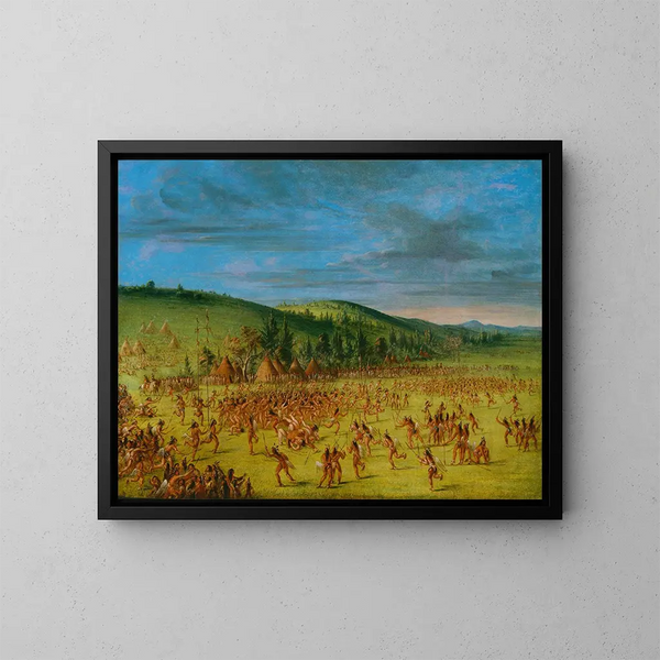 Jeu de balle des Choctaw - George Catlin — kehystetty taideteos seinällä