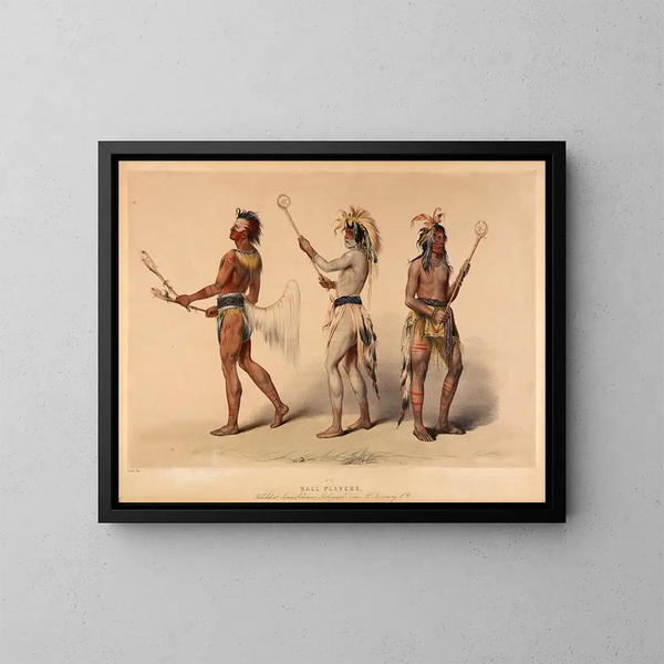 Joueurs de balle - George Catlin — kehystetty taideteos seinällä
