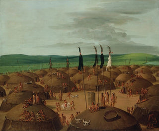 Ilmakuva kaupungista Mandan 1800 mailin päässä Saint-Louisista - George Catlin — näkymä teoksesta