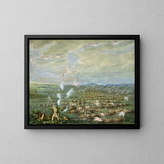 Tir de flamants en Amérique du Sud - George Catlin — kehystetty taideteos seinällä