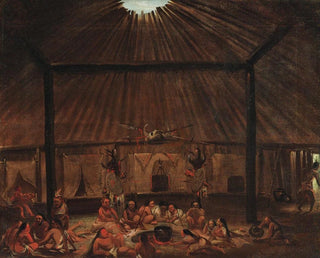 Intérieur d'un pavillon mandan - George Catlin — näkymä teoksesta