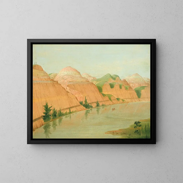 Falaises d'argile magnifiques, 1800 miles au-dessus de Saint-Louis - George Catlin — kehystetty taideteos seinällä