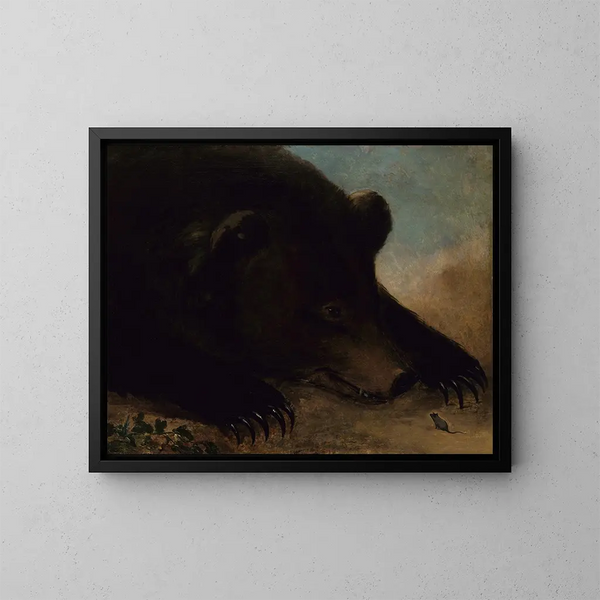 Portraits d'un ours grizzly et d'une souris à taille réelle - George Catlin — kehystetty taideteos seinällä