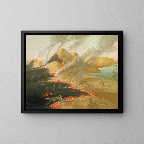 Brûlure des falaises de prairie - George Catlin — kehystetty taideteos seinällä