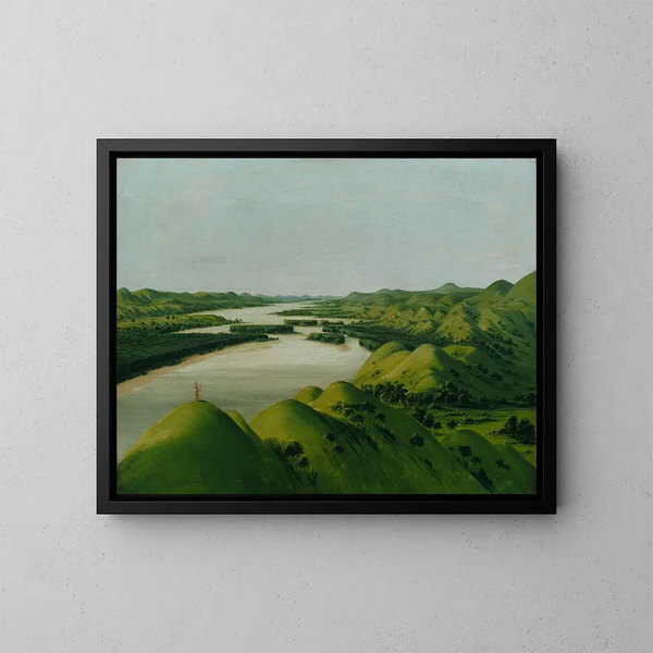 Falaises de rivière, 1320 miles au-dessus de Saint-Louis - George Catlin — kehystetty taideteos seinällä