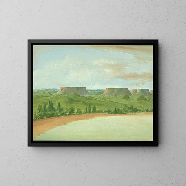 Neliön muotoiset kukkulat 1200 mailin päässä Saint-Louisista - George Catlin — kehystetty taideteos seinällä