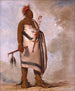Tchong-tas-sáb-bee (Black Dog), osagepäällikkö – George Catlin — Black Dogin kokovartalomuotokuva, piippu ja tomahawk