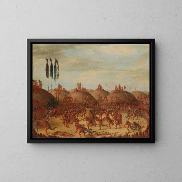 Viimeinen kilpailu, Mandan OkeePa-seremonia - George Catlin — kehystetty taideteos seinällä