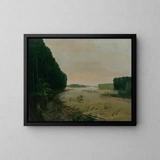 Näkymä Missouri-joen alluviaalirannoilta 600 mailia Saint-Louisista yläjuoksulla - George Catlin — kehystetty taideteos seinällä