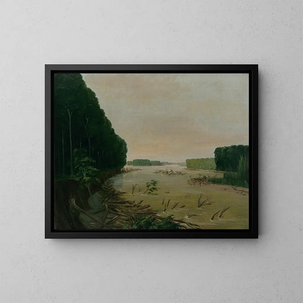 Näkymä Missouri-joen alluviaalirannoilta 600 mailia Saint-Louisista yläjuoksulla - George Catlin — kehystetty taideteos seinällä