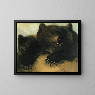 Aseet ja grizzly-karhun fysiognomia - George Catlin — kehystetty taideteos seinällä
