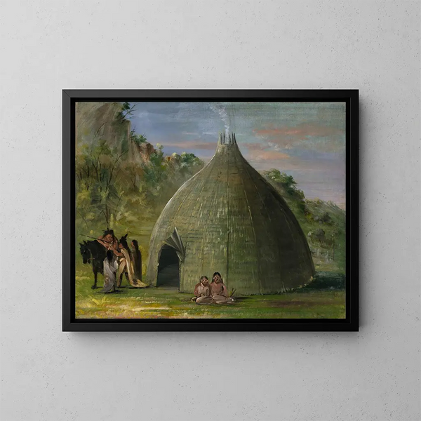 Lodge de Wichita prairie peitossa - George Catlin — kehystetty taideteos seinällä