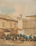 Un marché à l'extérieur des grilles de l'église Saint-Dominique de Macao - George Chinnery — näkymä teoksesta