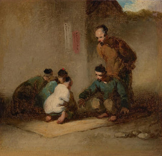 George Chinnery - A street scene in Macau with five men gambling.webp