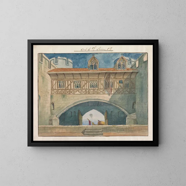sisustukseen Richard II:n esityksestä Charles Keanin Maalaus Princess's Theatressä 12. maaliskuuta 1857, näytös 5, kohtaus 1 - George Cressal Ellis — kehystetty taideteos seinällä
