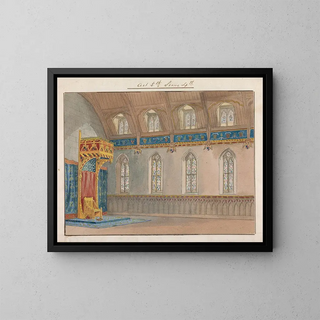 sisustukseen Richard II:n esityksestä Charles Keanin Maalaus Princess's Theatressä 12. maaliskuuta 1857, 5. näytös, 4. kohtaus - George Cressal Ellis — kehystetty taideteos seinällä