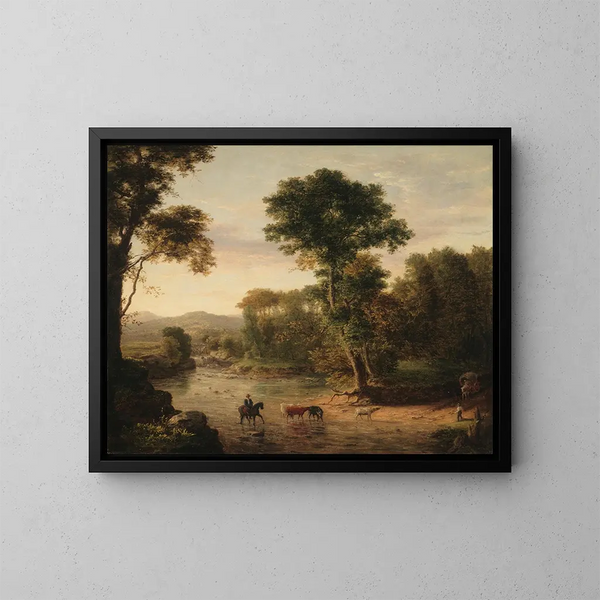 La Traversée du gué - George Inness — kehystetty taideteos seinällä