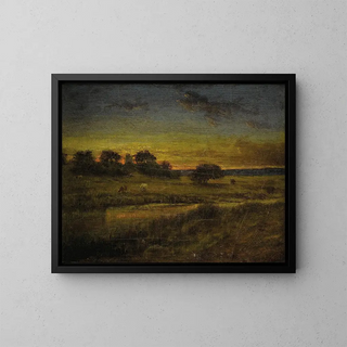 Pâturage à l'aube - George Inness — kehystetty taideteos seinällä