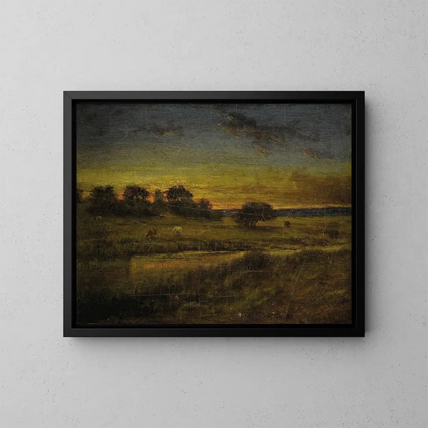 Pâturage à l'aube - George Inness — kehystetty taideteos seinällä