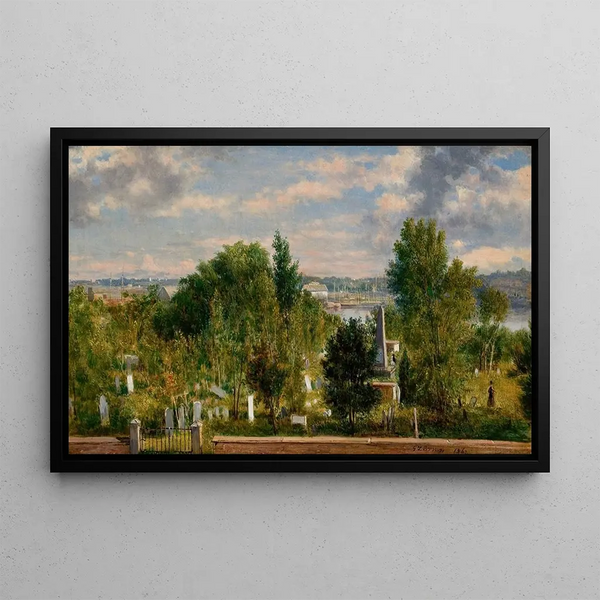 George Loring Brown - New England Landscape with Cemetery possibly Medford MA.webp