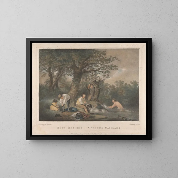 Boys bathing - George Morland — kehystetty taideteos seinällä