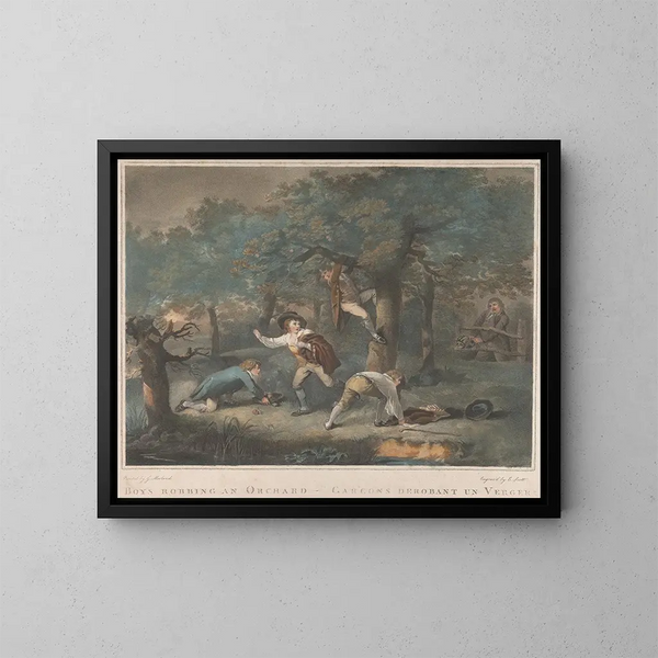 Poikien lentämästä hedelmätarhasta - George Morland — kehystetty taideteos seinällä