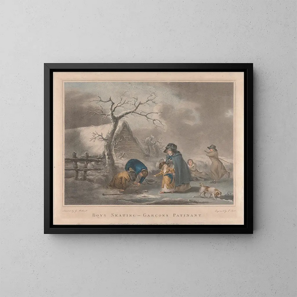 Poikia luistelussa - George Morland — kehystetty taideteos seinällä