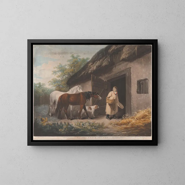 Le Nourrisseur de chevaux - George Morland — kehystetty taideteos seinällä