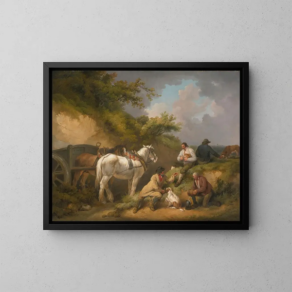 Työntekijät lepäävät - George Morland — kehystetty taideteos seinällä
