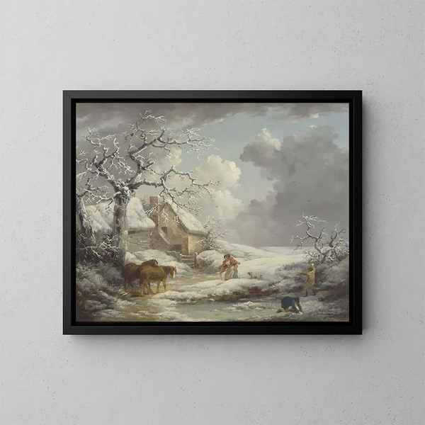 Talvimaisema - George Morland — kehystetty taideteos seinällä