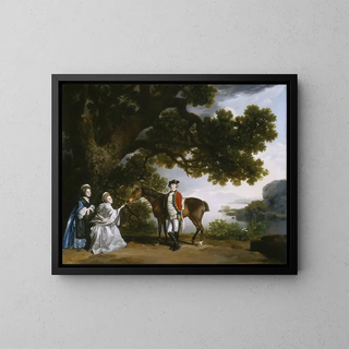 Kapteeni Samuel Sharpe Pocklingtonin ja hänen vaimonsa Pleasancen sekä mahdollisesti hänen sisarensa Frances - George Stubbs — kehystetty taideteos seinällä