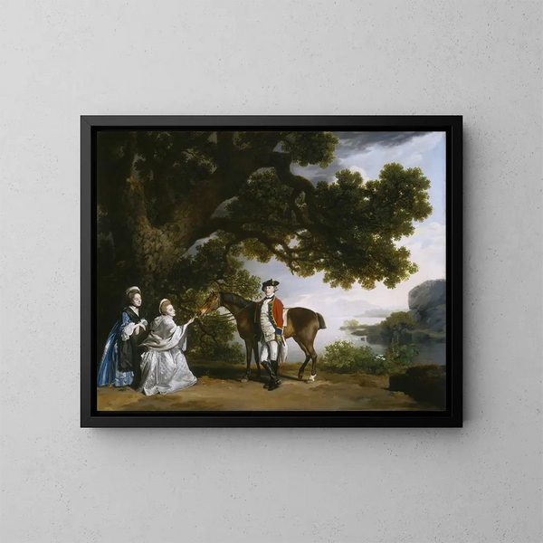 Kapteeni Samuel Sharpe Pocklingtonin ja hänen vaimonsa Pleasancen sekä mahdollisesti hänen sisarensa Frances - George Stubbs — kehystetty taideteos seinällä