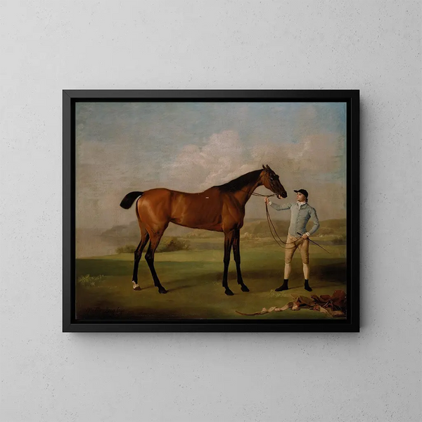 Molly Longlegs avec son jockey - George Stubbs — kehystetty taideteos seinällä