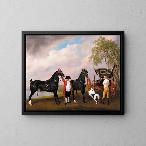 Le phaéton du prince de Galles - George Stubbs — kehystetty taideteos seinällä