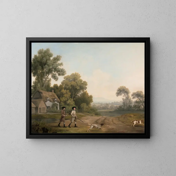 Kaksi ritaria lähdössä metsästykseen - George Stubbs — kehystetty taideteos seinällä