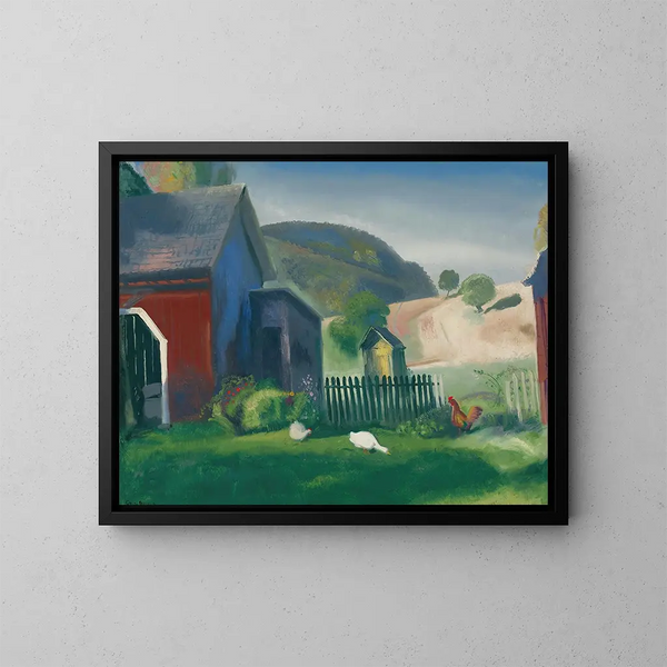 La Ferme et les Poules - George Wesley Bellows — kehystetty taideteos seinällä